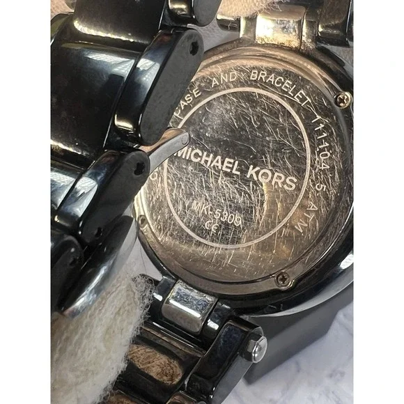 y2k vtg lot of 2 Michael Kors Ceramic Watch crystal bezel mother of pearl‎ - Picture 12 of 16